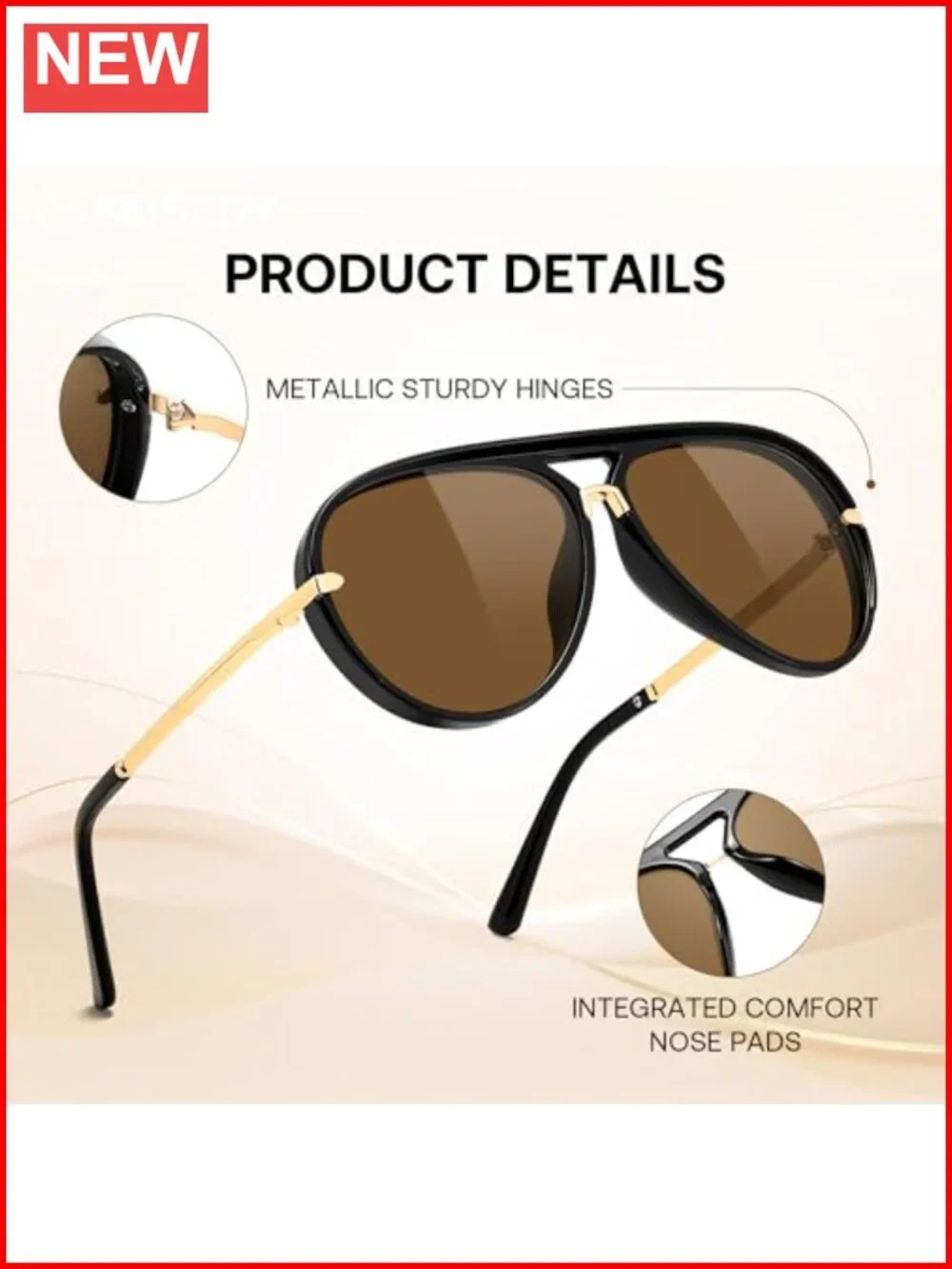 Classic Aviator Sunglasses UV400 Protection Metal Temple Unisex